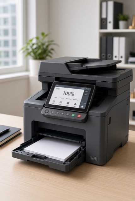 Office multifunction printer with touchscreen panel